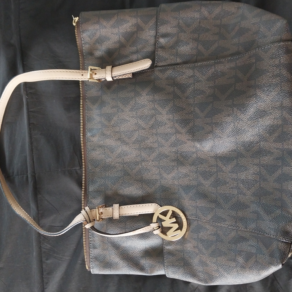 Michael Kors Brown Tote with Gold Accents
